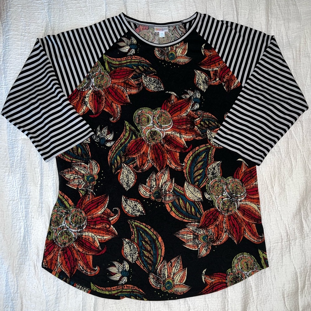 Striped/Floral LuLaRoe Randy Shirt